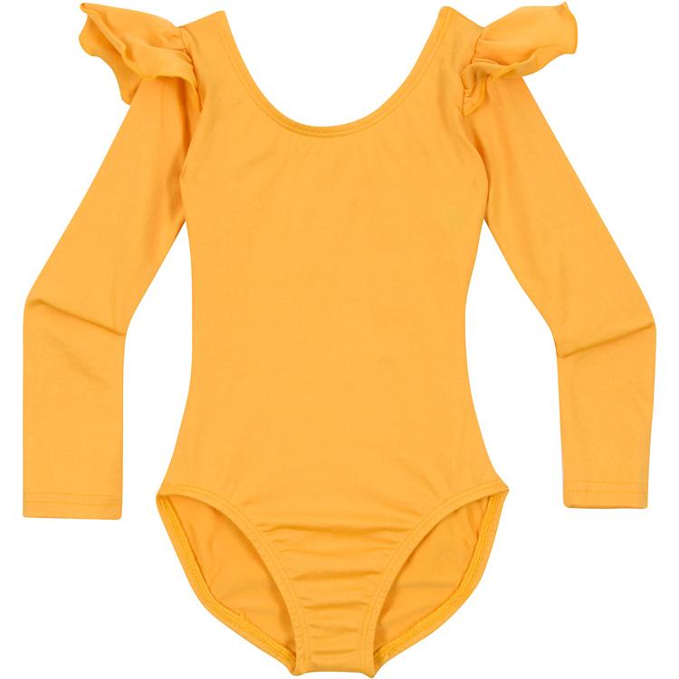 A Golden Yellow Ruffle Long Sleeve Leotard