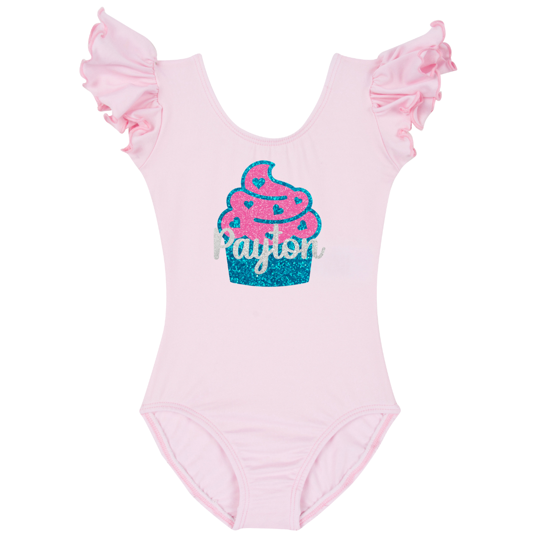 Personalized Birthday Cupcake Leotard | Light Pink