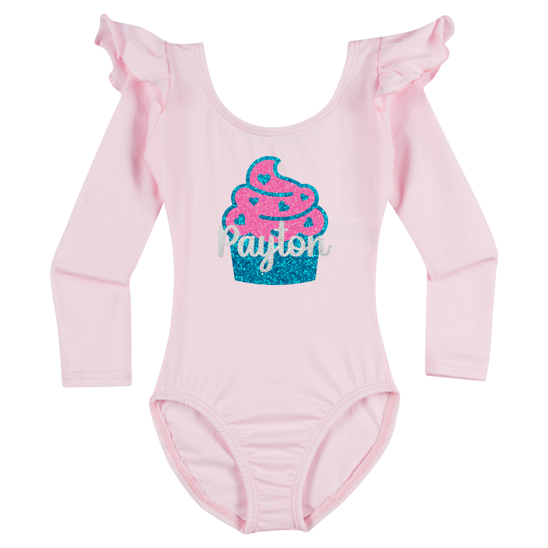 Personalized Birthday Cupcake Leotard | Light Pink