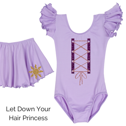 Let Your Hair Down Princess Short Ruffle Sleeve Leotard and Skirt