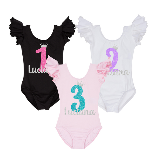 Personalized Numbered Birthday Crown Leotard