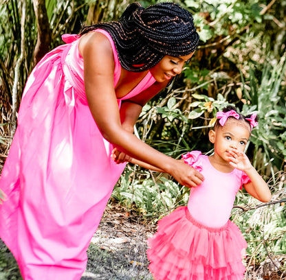 Bright Pink Flutter Sleeve Leotard & Bodysuit