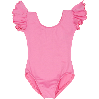 Bright Pink Ruffle Short Sleeve Leotard (PREORDER)