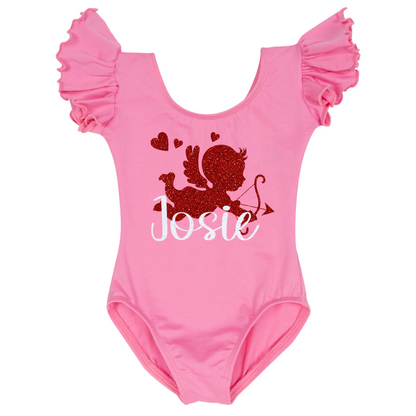 Personalized Cupid Ruffle Sleeve Leotard