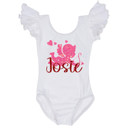 Personalized Cupid Ruffle Sleeve Leotard