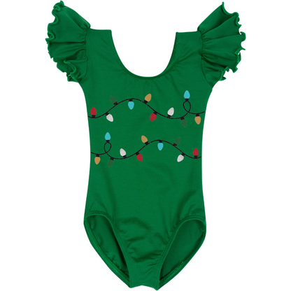 Holiday Lights Green Christmas Leotard