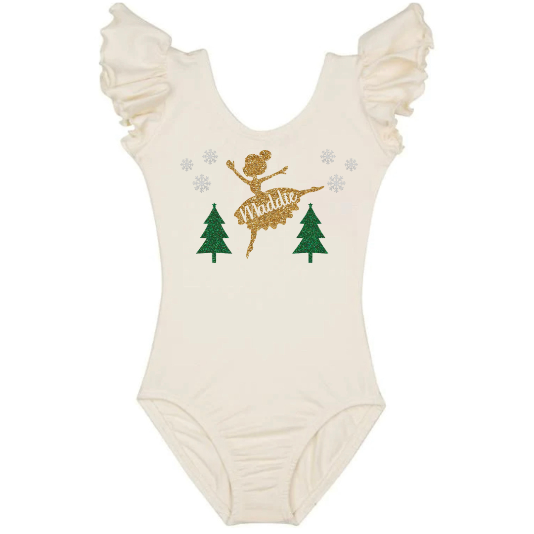 Personalized Holiday Ballerina Leotard | Ivory