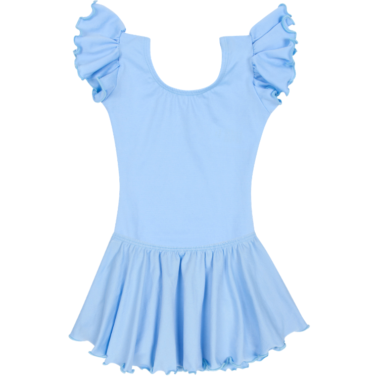 Light Blue Leotard with Flutter/Ruffle Short Sleeve for Toddler & Girls