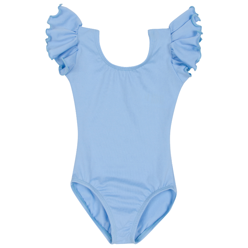 Light Blue Ruffle Short Sleeve Leotard (PREORDER)