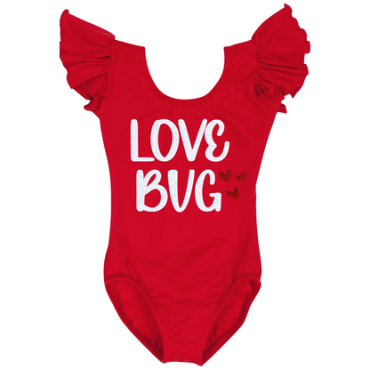 Valentine Love Bug Ruffle Short Sleeve Leotard