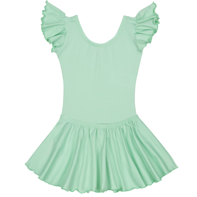Mint Green Leotard with Flutter/Ruffle Short Sleeve for Toddler & Girls
