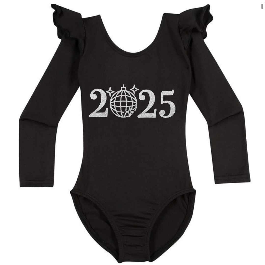 Black Ruffle Long Sleeve with Silver Glitter 2025