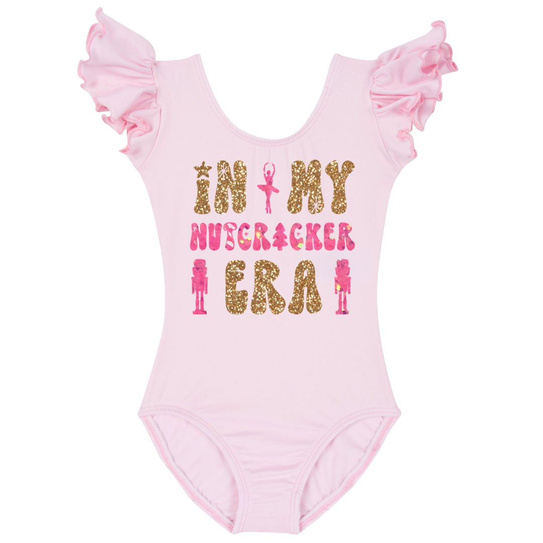 Light Pink Nutcracker Era Flutter Sleeve Leotard for Girls