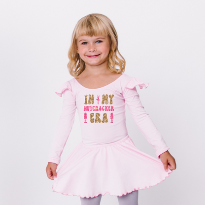 Light Pink Nutcracker Era Flutter Sleeve Leotard for Girls