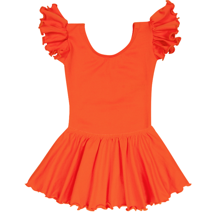 Orange Flutter Sleeve Leotard