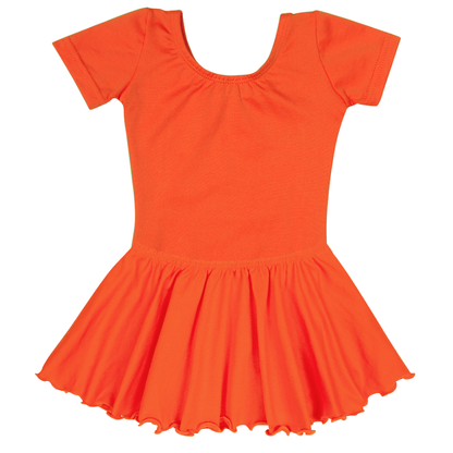 Orange Short Sleeve Leotard for Toddler and Girls