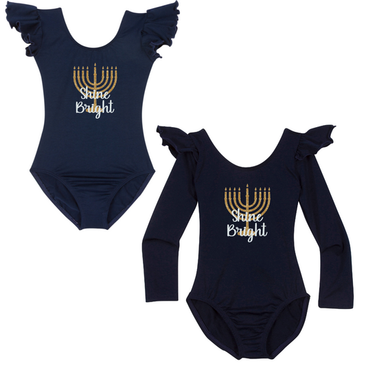 Shine Bright Hanukkah Leotard | Navy Blue