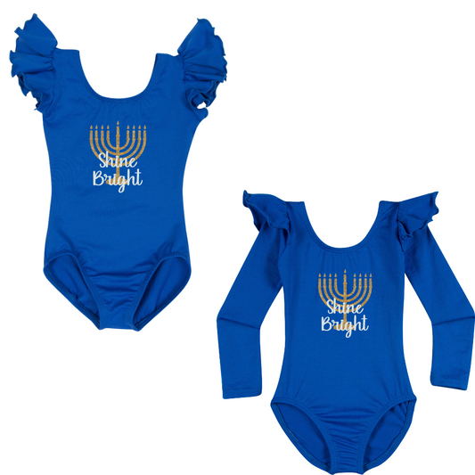 Shine Bright Hanukkah Leotard | Royal Blue