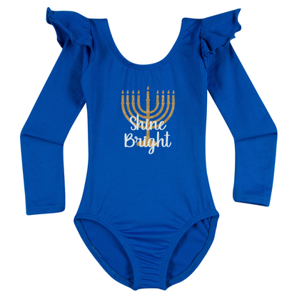 Shine Bright Hanukkah Leotard | Royal Blue