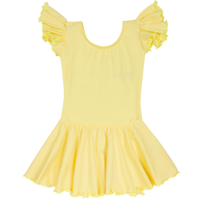 Yellow Leotard for Toddler & Girls - Ruffle/Flutter Short Sleeve
