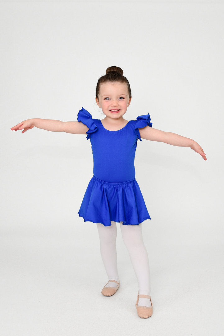 Royal Blue Leotard with Flutter/Ruffle Short Sleeve for Toddler & Girls