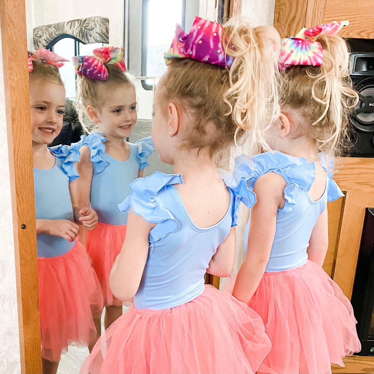 Light Blue Leotard with Flutter/Ruffle Short Sleeve for Toddler & Girls
