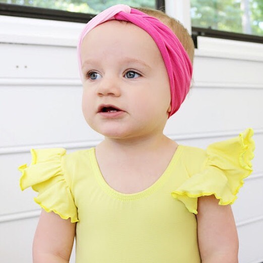 Yellow Leotard for Toddler & Girls - Ruffle/Flutter Short Sleeve