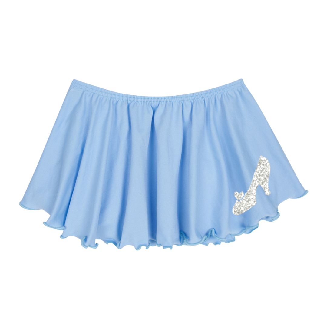 Light Blue Skirt with White High Heel