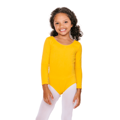 Gold/Mustard Long Sleeve Dance and Gymnastics Leotard for Girls