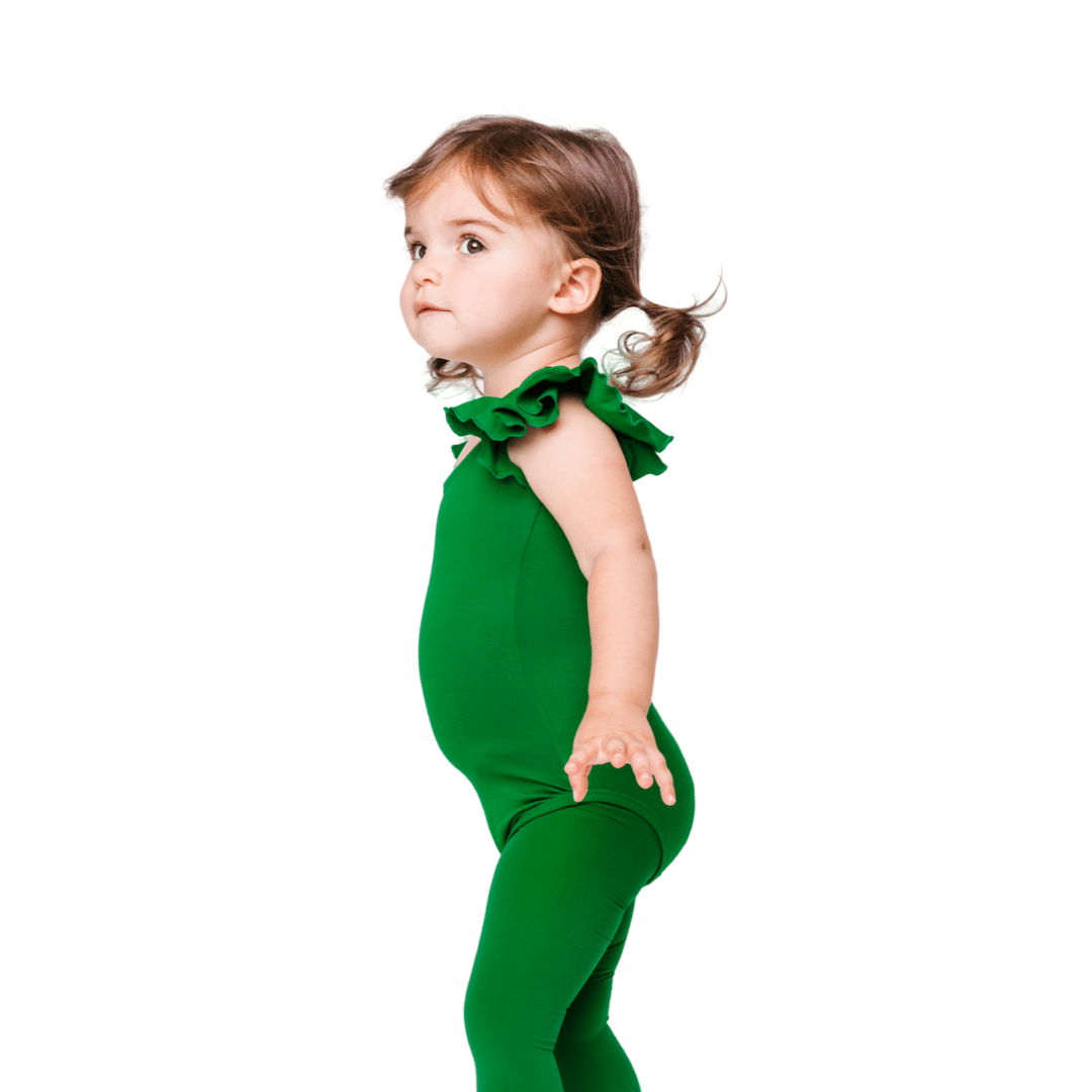 Girls Green Leotard and Bodysuit for Dance