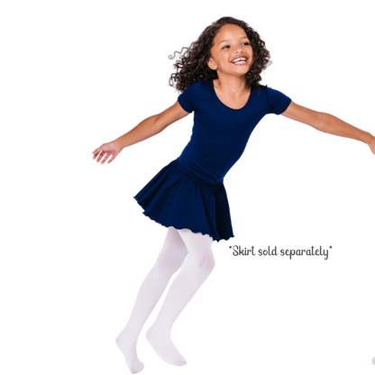 Navy Blue Short Sleeve Ballet and Gymnastics Leotard for Girls