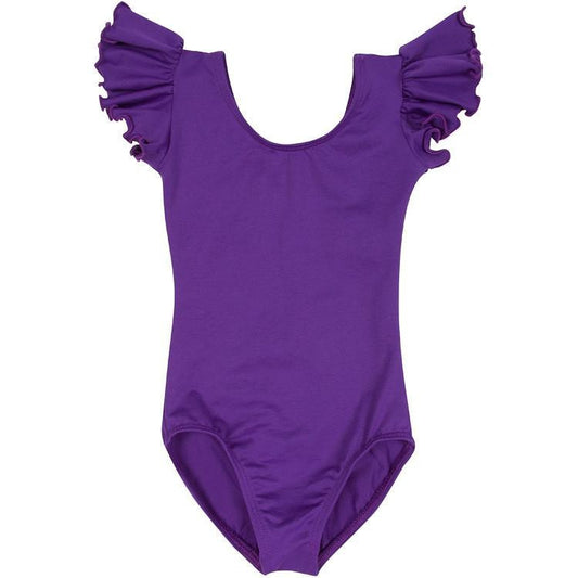 A Purple Short Ruffle Sleeve Leotard