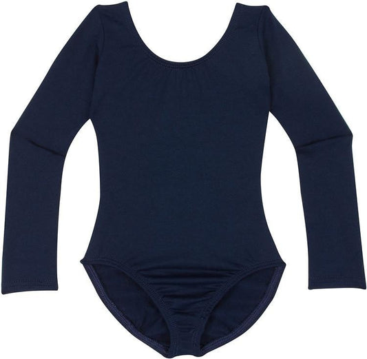 Navy Blue Toddler & Girls Long Sleeve Ballet Dance Leotard