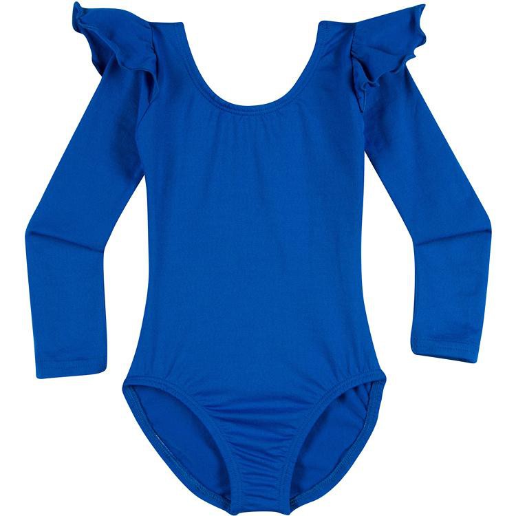 Royal Blue Toddler & Girls Long Sleeve Ruffle Dance Leotard