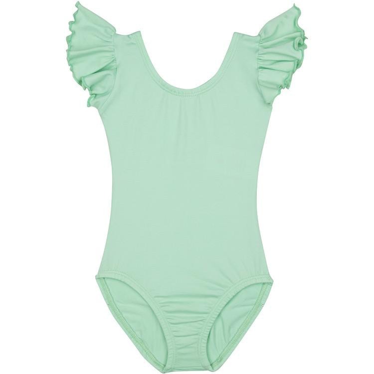 Mint Green Leotard with Flutter/Ruffle Short Sleeve for Toddler & Girls