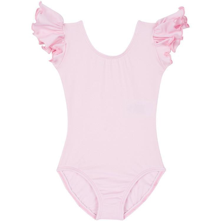 A Light Pink Short Ruffle Sleeve Leotard