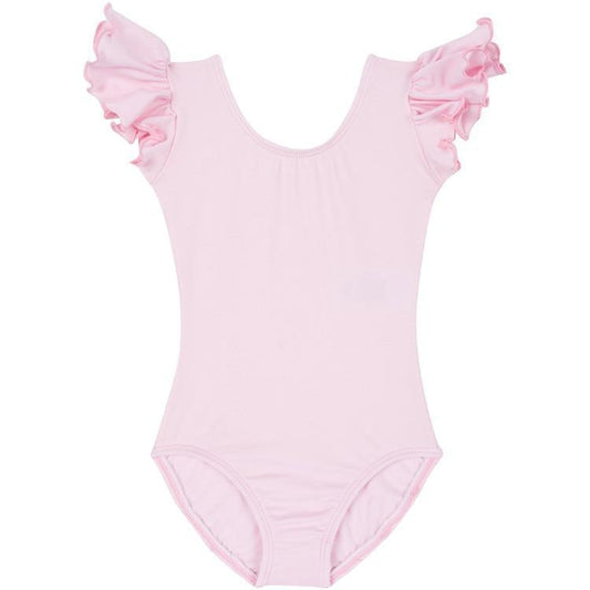 A Light Pink Short Ruffle Sleeve Leotard