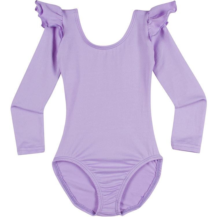 A Lilac Long Ruffle Sleeve Leotard