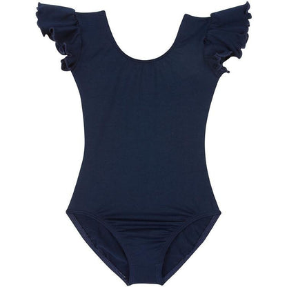 A Navy Short Ruffle Sleeve Leotard