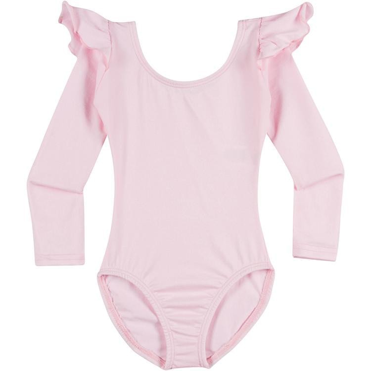 A Light Pink Long Ruffle Sleeve Leotard