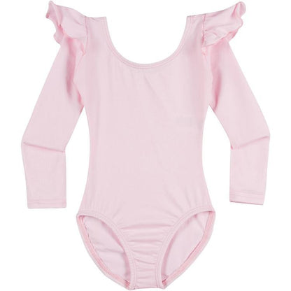 A Light Pink Long Ruffle Sleeve Leotard