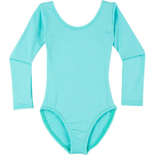 An Icy Turquoise Long Sleeve Leotard