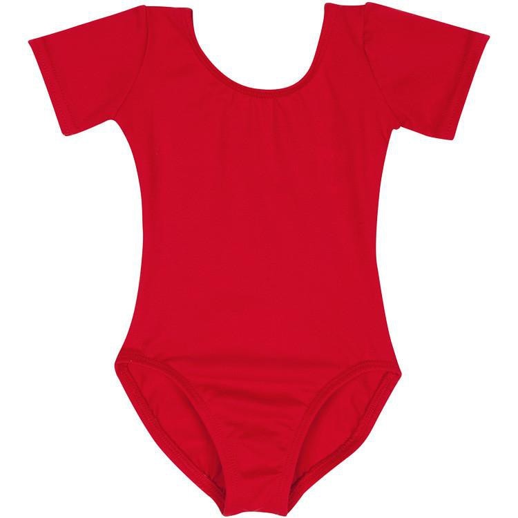 Short Sleeved Girls Red Leotard