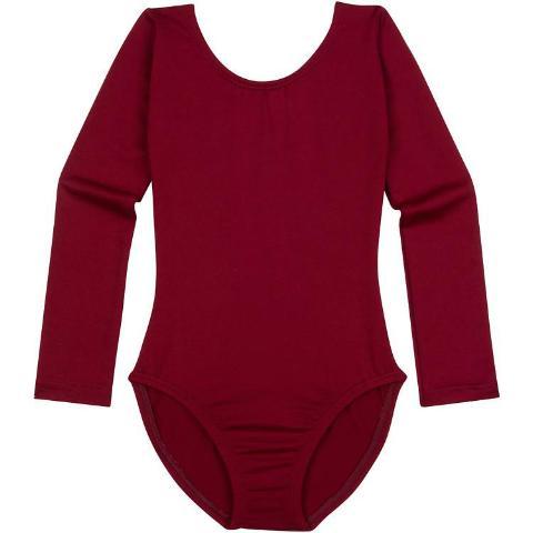 Burgundy Girls Classic Long Sleeve Ballet Dance Leotard