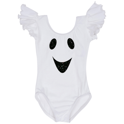 Halloween Ghost Costume Girls Ruffle Short Sleeve Leotard