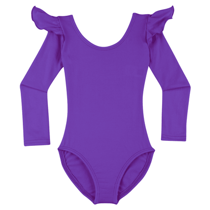 Purple Long Sleeve Leotard with Ruffle